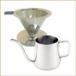 免濾紙︱{雙層} ︱滴漏式︱不銹鋼︱手衝咖啡過濾器/咖啡壺過濾杯+長嘴手沖咖啡壼250mL