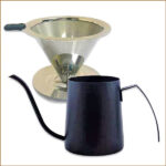 數量有限︱免濾紙︱{雙層} ︱滴漏式︱不銹鋼︱手衝咖啡過濾器/咖啡壺過濾杯+黑色7字長嘴手沖咖啡壼250mL