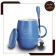 藍色_創意手工陶瓷咖啡杯_帶蓋和勺_400ML Creative Ceramic Coffee Cup (Blue)